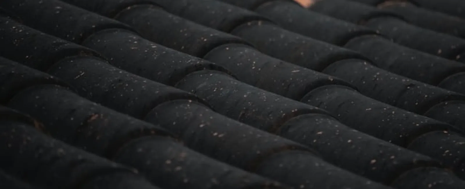 Close-up of black roof shingles