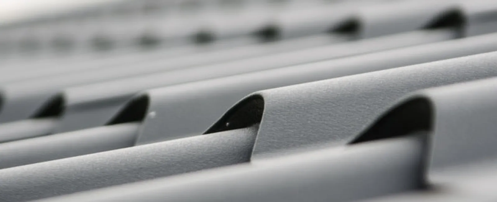 Close-up of gray metal roof panels